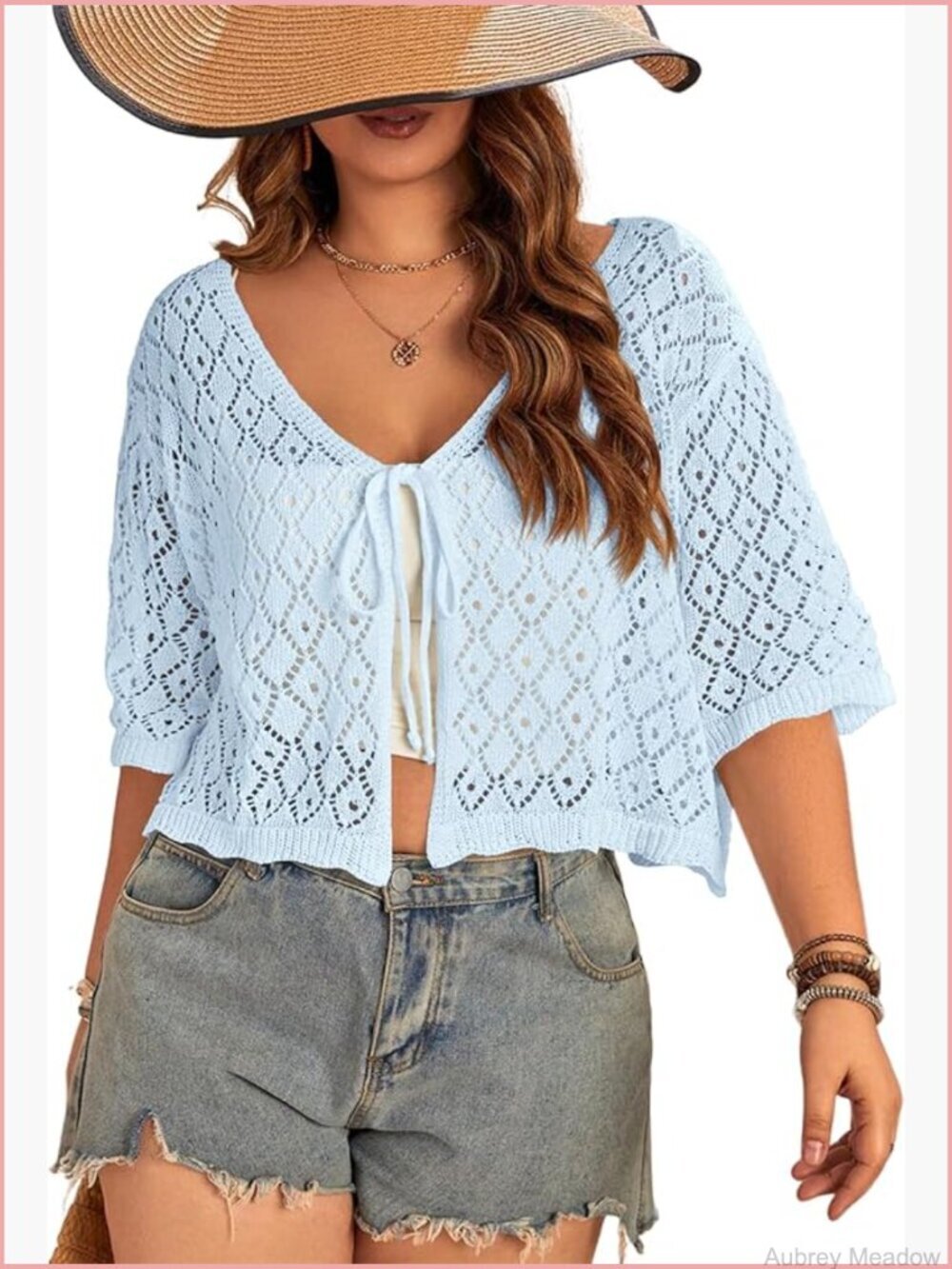 Plus Size Crochet Cardigan Open Front Lightweight Knitwear Beach Cover Up